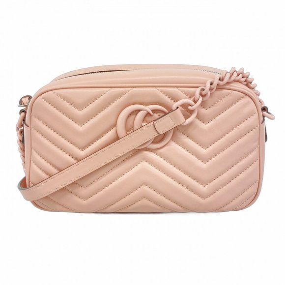 GUCCI Pink Leather GG Marmont Shoulder Bag - Picture 1 of 11
